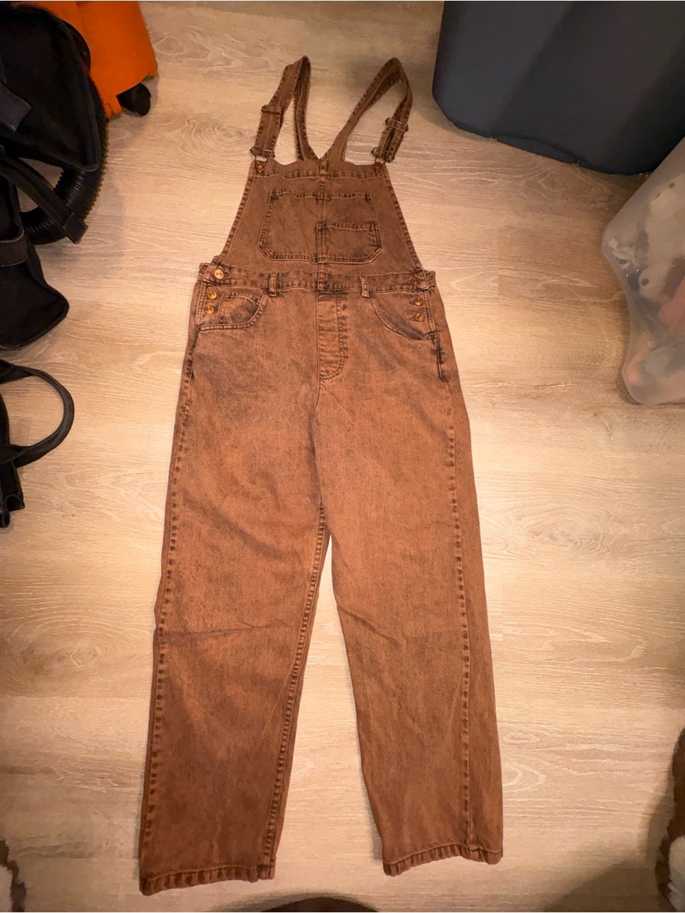 We The Free Brown Relaxed-Fit Denim Overalls